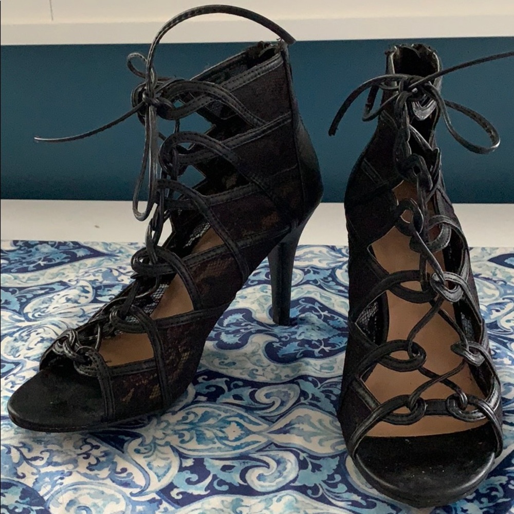 Lauren Conrad - Black Lace-Up Heels